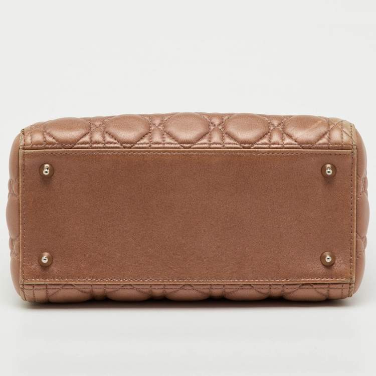 Pre Owned Dior Beige Cannage Leather Medium Lady Dior Tote