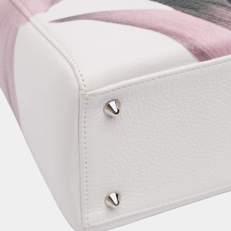 Pre Owned Dior Lady Dior Medium Multicolor Floral Print Deerskin Leather Top Handle Bag