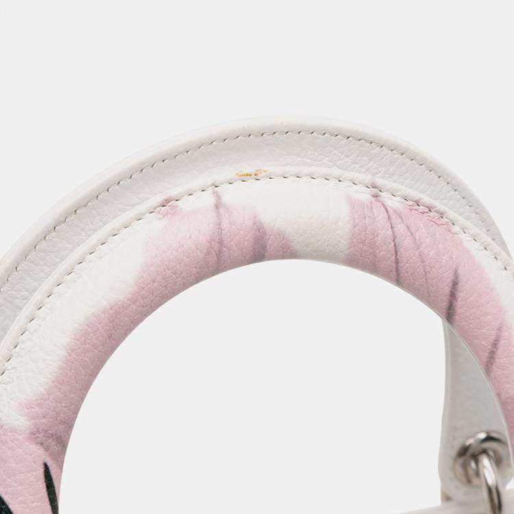 Pre Owned Dior Lady Dior Medium Multicolor Floral Print Deerskin Leather Top Handle Bag