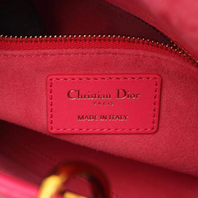 Pre Owned Christian Dior Dior Lady Small Cannage Handbag  Leather  Pink