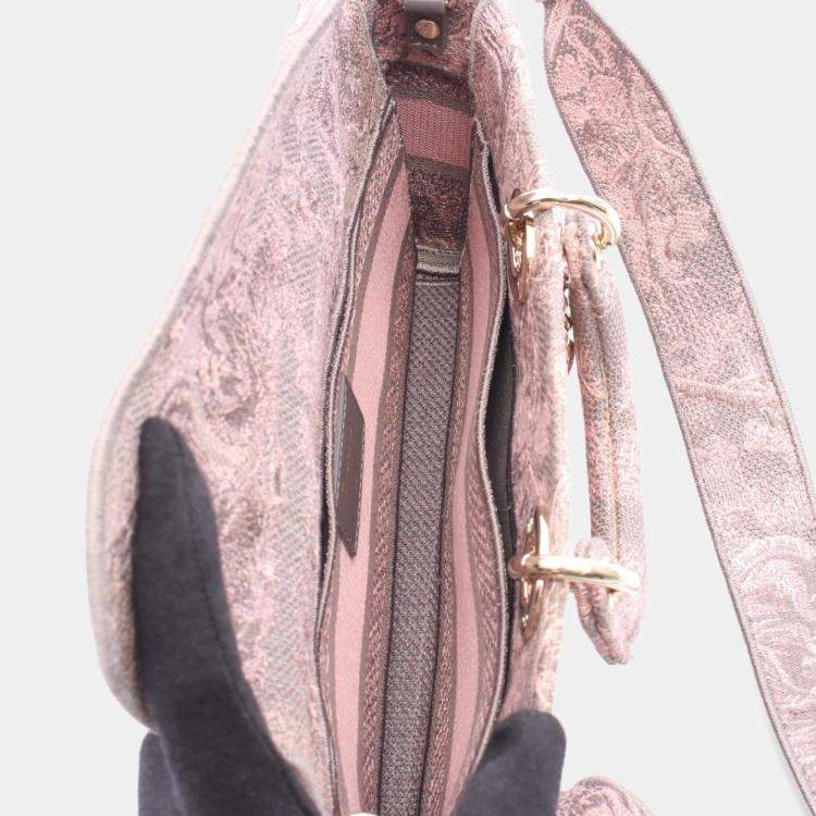 Pre Owned Christian Dior Dior Lady D-Joy Medium Gray/Pink Canvas Handbag     