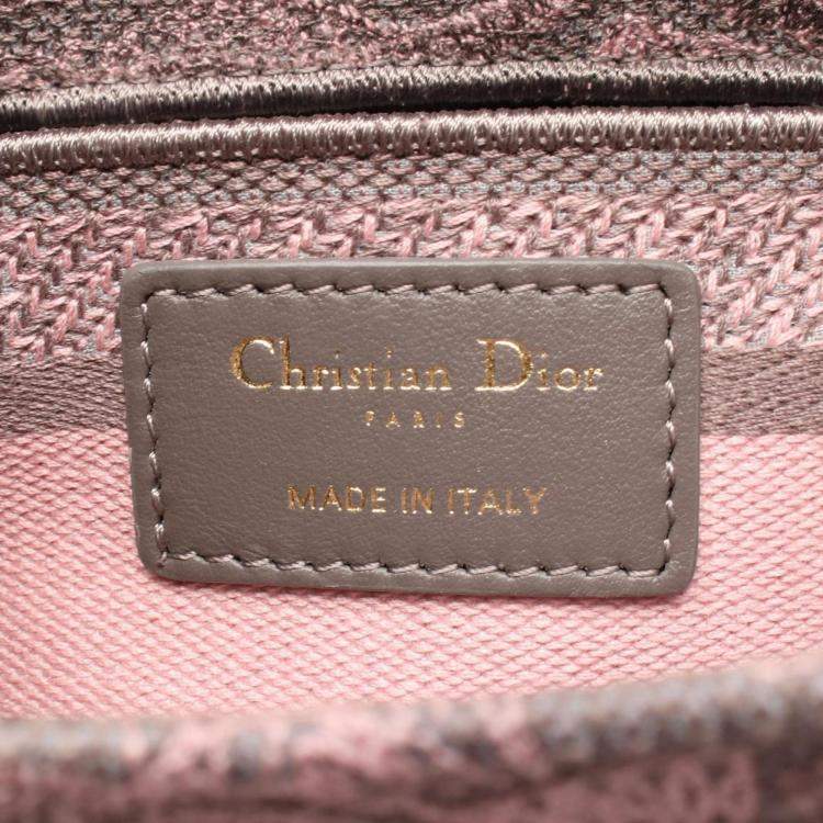 Pre Owned Christian Dior Dior Lady D-Joy Medium Gray/Pink Canvas Handbag     