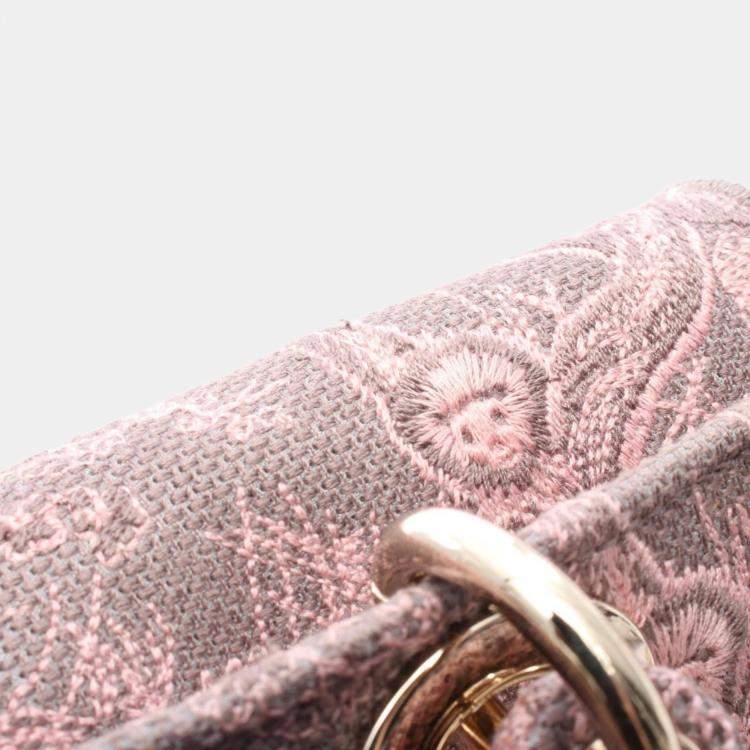 Pre Owned Christian Dior Dior Lady D-Joy Medium Gray/Pink Canvas Handbag     
