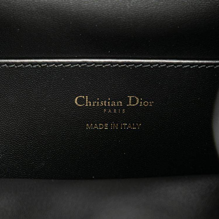 Pre Owned Christian Dior Dior Macrocannage Caro Medium Backpack In Black Leather