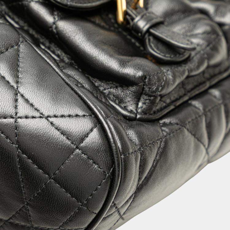 Pre Owned Christian Dior Dior Macrocannage Caro Medium Backpack In Black Leather