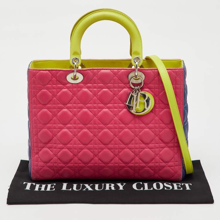 Pre Owned حقيبة يد توتس ديور ليدي ديور جلد كاناج متعدد الألوان كبيرة