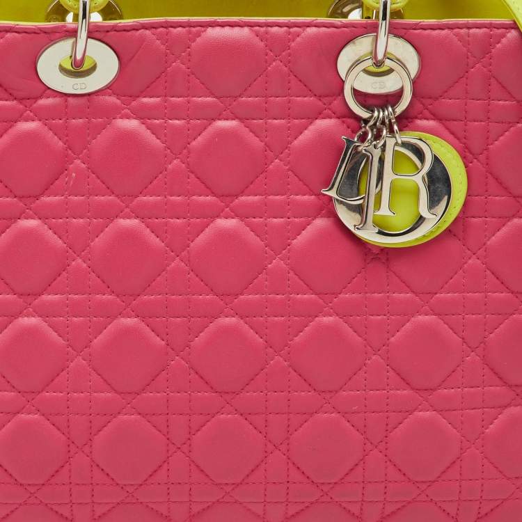 Pre Owned حقيبة يد توتس ديور ليدي ديور جلد كاناج متعدد الألوان كبيرة