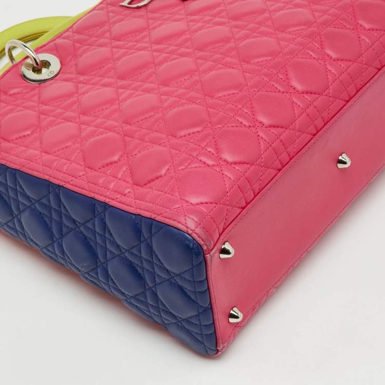 Pre Owned حقيبة يد توتس ديور ليدي ديور جلد كاناج متعدد الألوان كبيرة