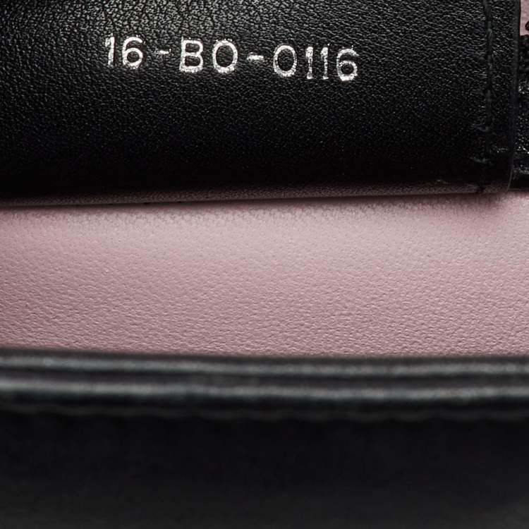 Pre Owned Dior Black Leather Flower Embroidered Medium Lady Dior Tote