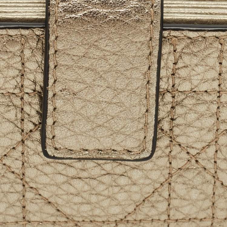 Pre Owned Dior Gold Cannage Leather Lady Dior 5 Gusset Card Case