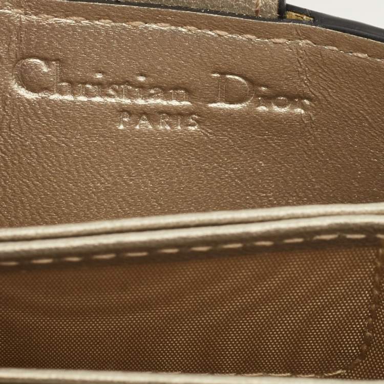 Pre Owned Dior Gold Cannage Leather Lady Dior 5 Gusset Card Case