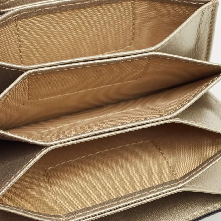 Pre Owned Dior Gold Cannage Leather Lady Dior 5 Gusset Card Case