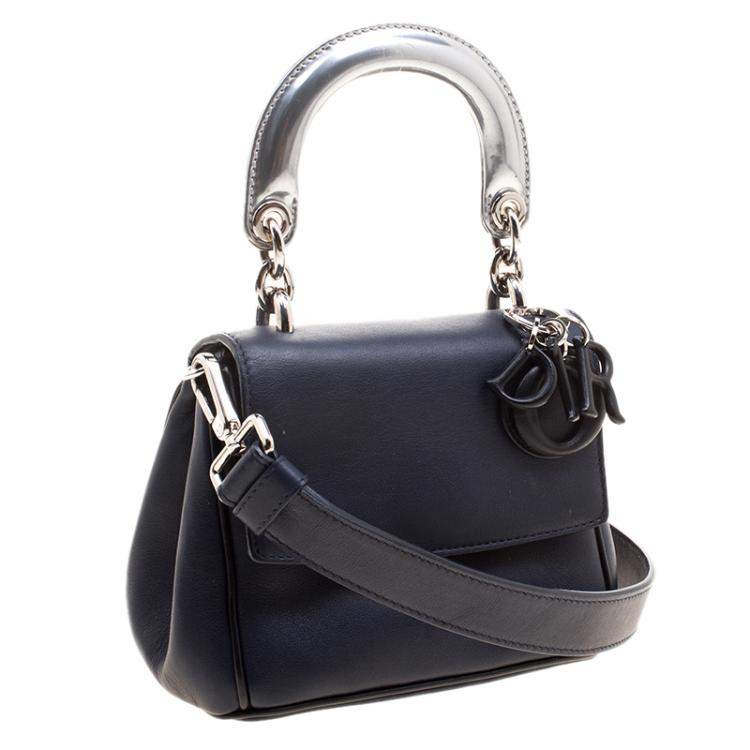 Pre Owned Dior Dark Blue Leather Micro Be Dior Flap Bag