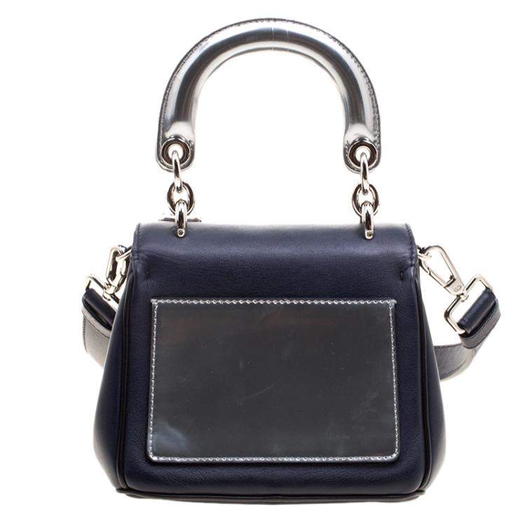 Pre Owned Dior Dark Blue Leather Micro Be Dior Flap Bag