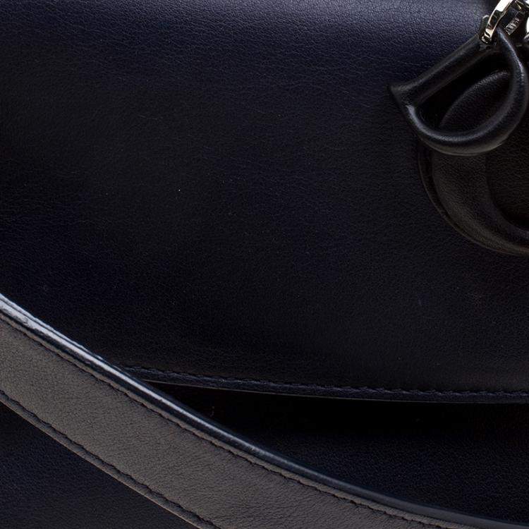 Pre Owned Dior Dark Blue Leather Micro Be Dior Flap Bag