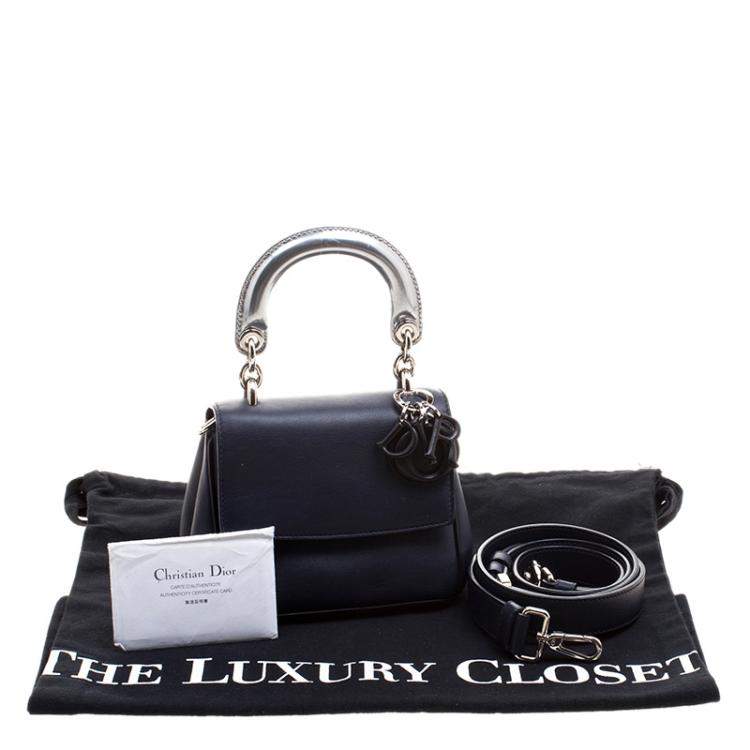 Pre Owned Dior Dark Blue Leather Micro Be Dior Flap Bag