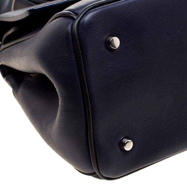 Pre Owned Dior Dark Blue Leather Micro Be Dior Flap Bag