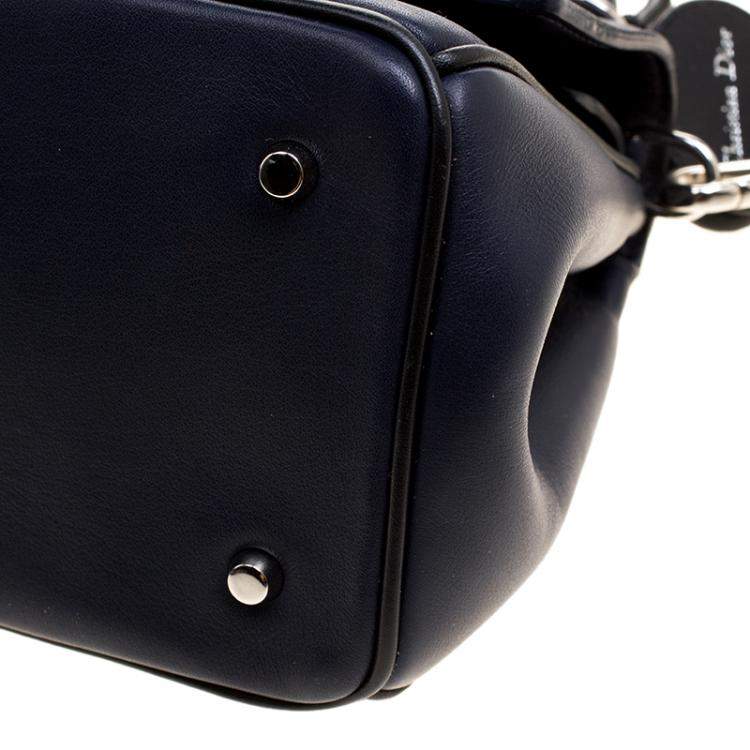 Pre Owned Dior Dark Blue Leather Micro Be Dior Flap Bag