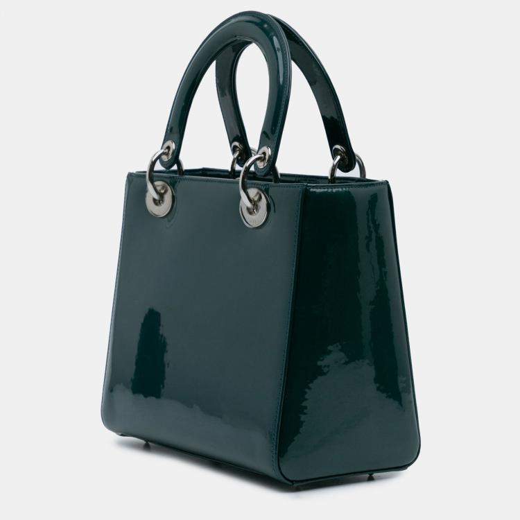 Pre Owned Dior Green Medium Patent Lady Dior