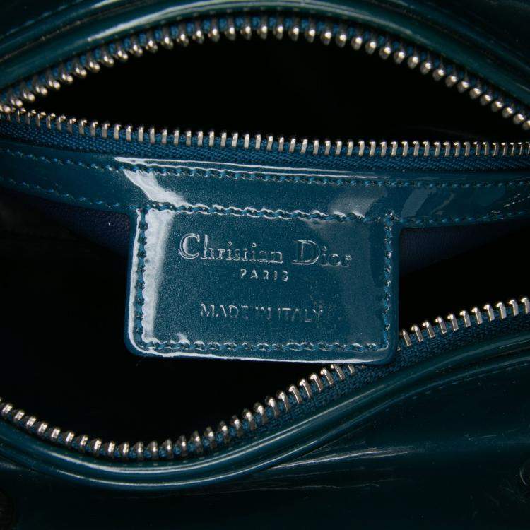 Pre Owned Dior Green Medium Patent Lady Dior