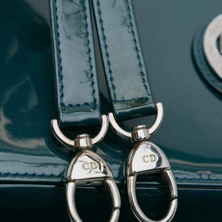 Pre Owned Dior Green Medium Patent Lady Dior