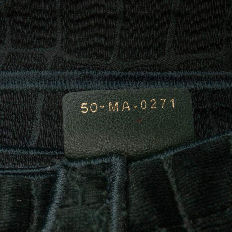 Pre Owned Dior Green Velvet Embroidered Crocodile Effect Saddle Bag