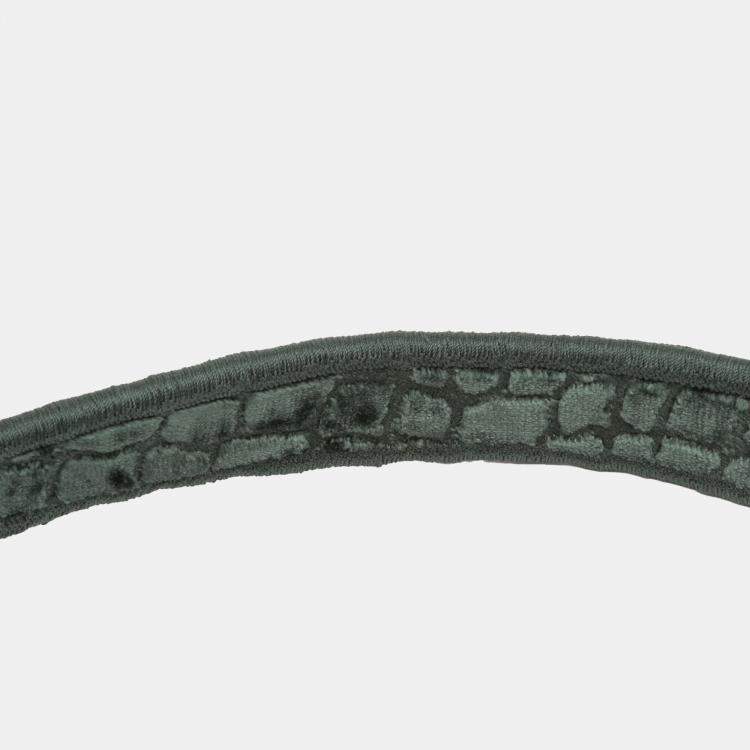 Pre Owned Dior Green Velvet Embroidered Crocodile Effect Saddle Bag