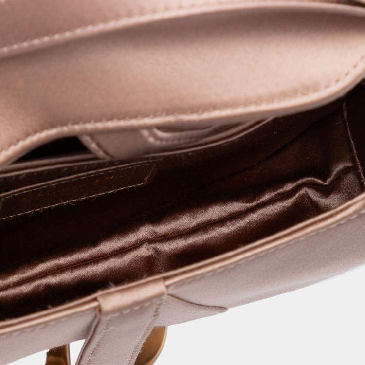 Pre Owned Dior Pink Mini Satin Crystal Embellished Saddle Bag