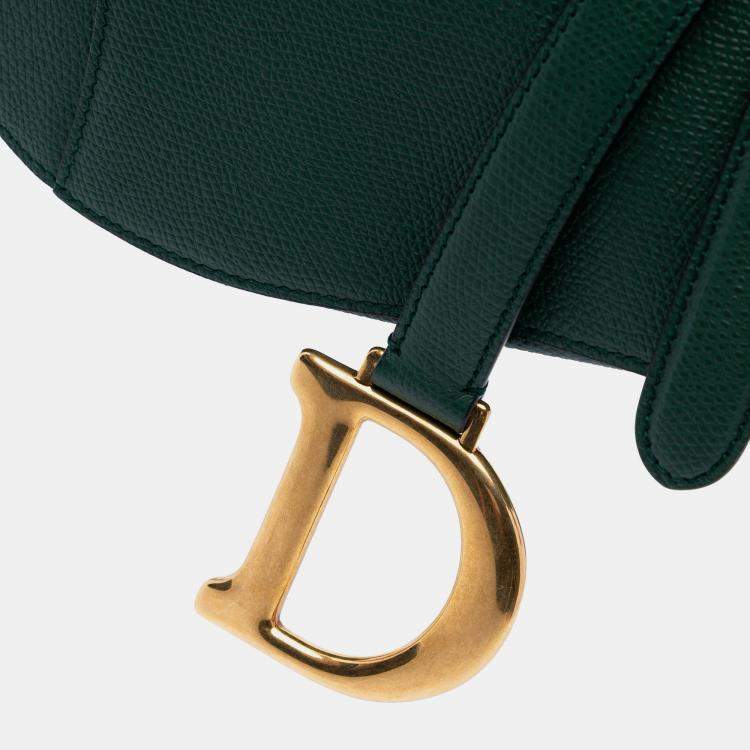 Pre Owned Dior Green Mini Grained Calfskin Saddle Bag
