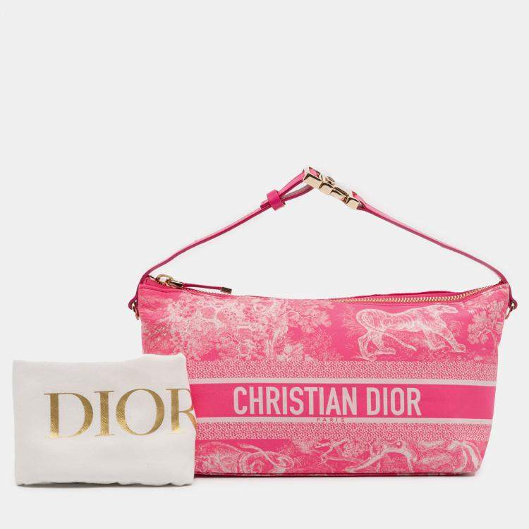 Pre Owned Dior Pink Medium Technical Fabric Toile de Jouy Reverse DiorTravel Nomad Pouch