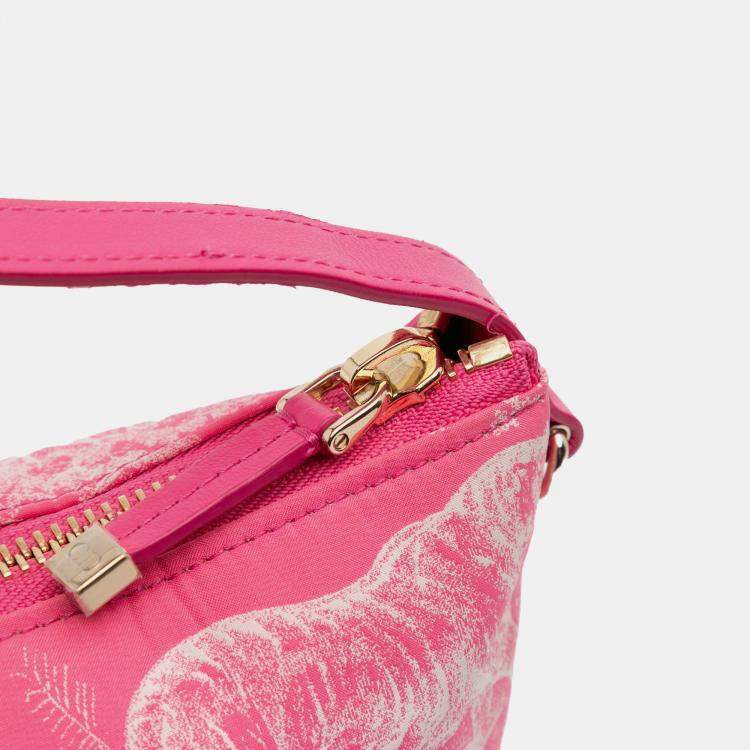 Pre Owned Dior Pink Medium Technical Fabric Toile de Jouy Reverse DiorTravel Nomad Pouch