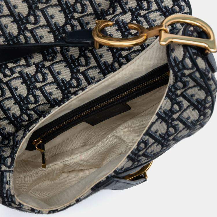 مملوكة مسبقًا Dior Blue Oblique Canvas Saddle Bag