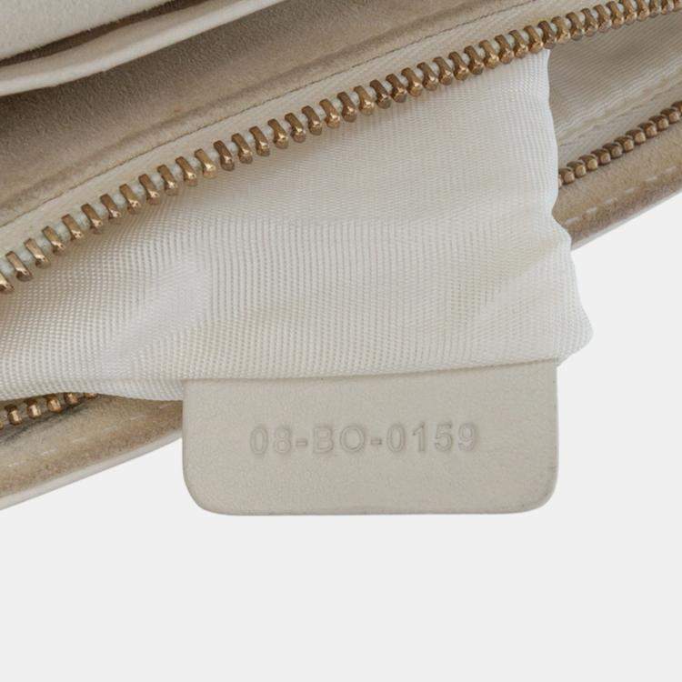 Pre Owned Dior White Studded Lambskin Diorama Wallet on Chain