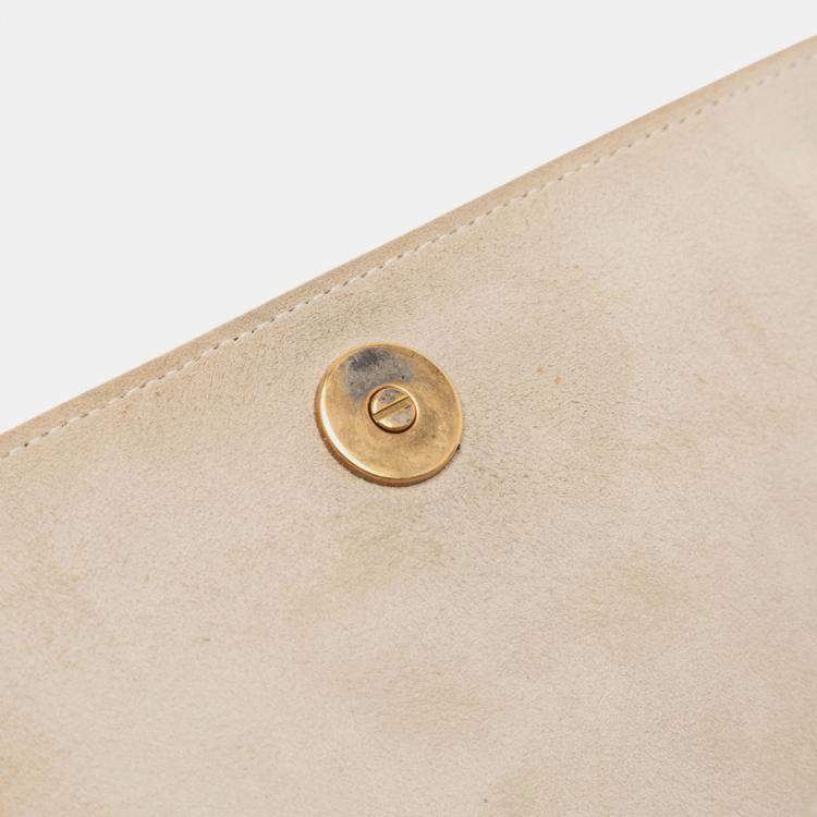 Pre Owned Dior White Studded Lambskin Diorama Wallet on Chain