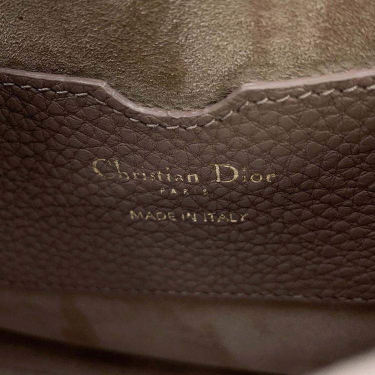 Pre Owned Dior Bobby Greige Grained Calfleather Medium Shoulder Bag