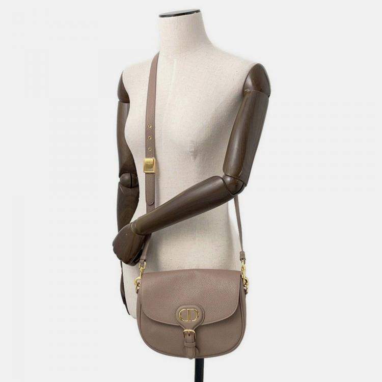 Pre Owned Dior Bobby Greige Grained Calfleather Medium Shoulder Bag