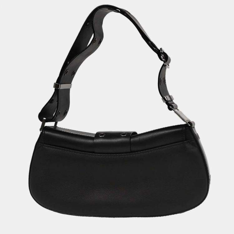 Pre Owned Christian Dior Black Leather Street Chic Columbus Shoulder Bag