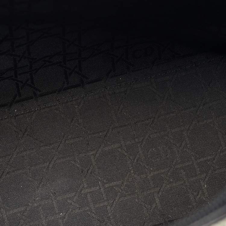 Pre Owned Dior Black Houndstooth Canvas and Leather Large Lady Dior Tote