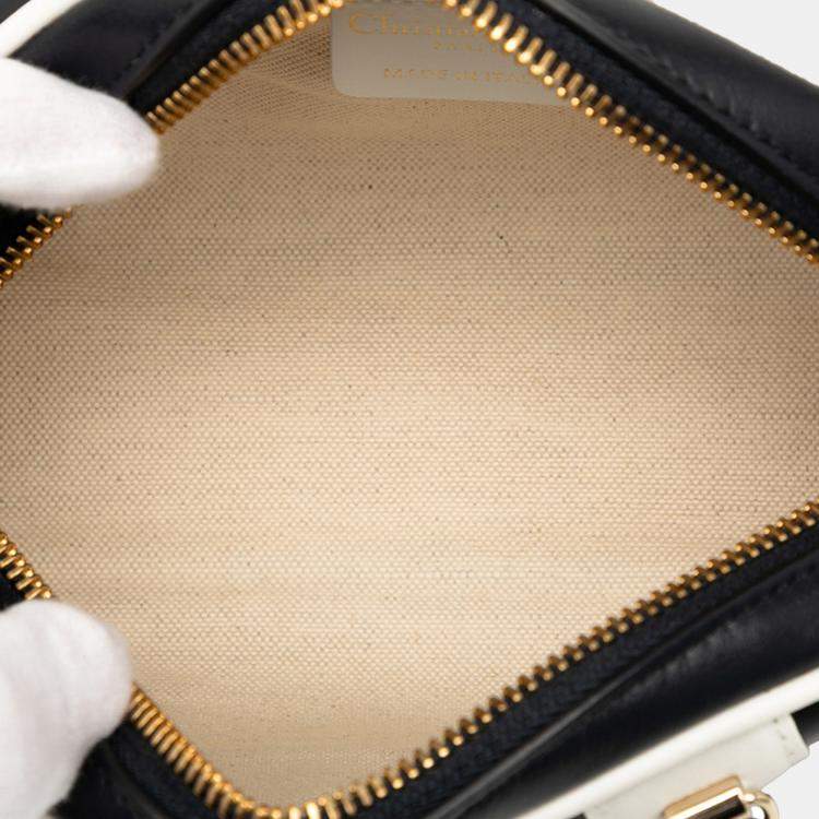 Pre Owned Dior Black White Micro Leather Dior Vibe Zip Bowling Bag