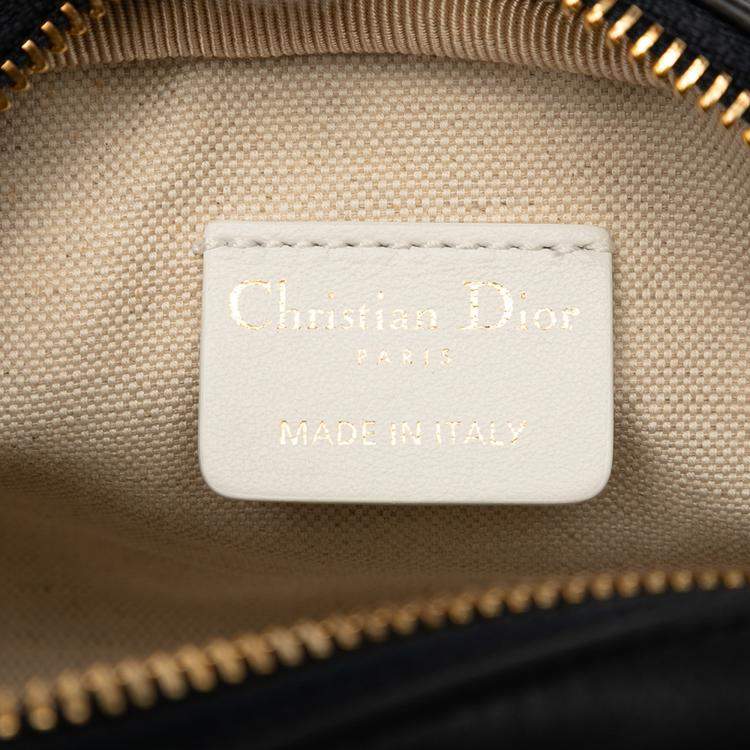 Pre Owned Dior Black White Micro Leather Dior Vibe Zip Bowling Bag