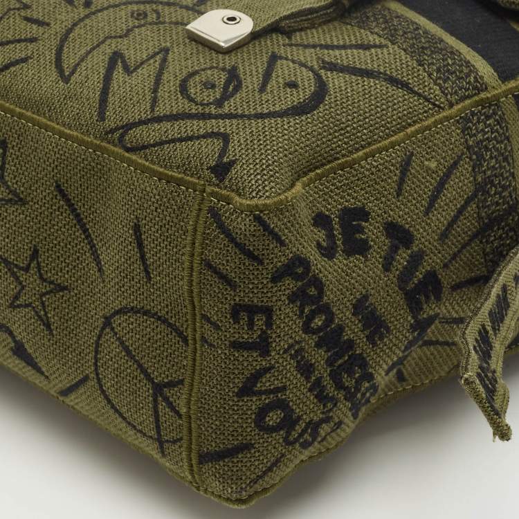 Pre Owned حقيبة مراسل قماش مطرز أخضر ديوركامب ديور