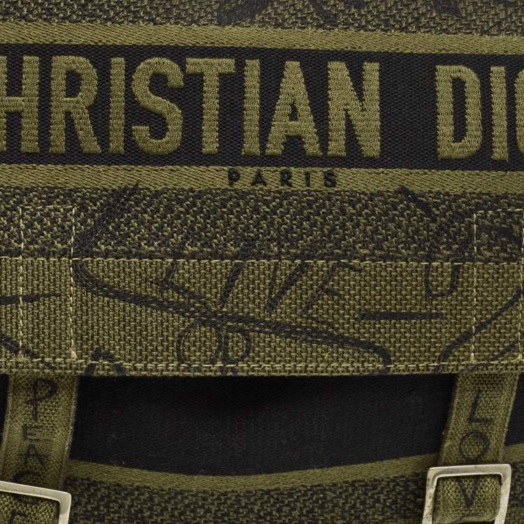 Pre Owned حقيبة مراسل قماش مطرز أخضر ديوركامب ديور