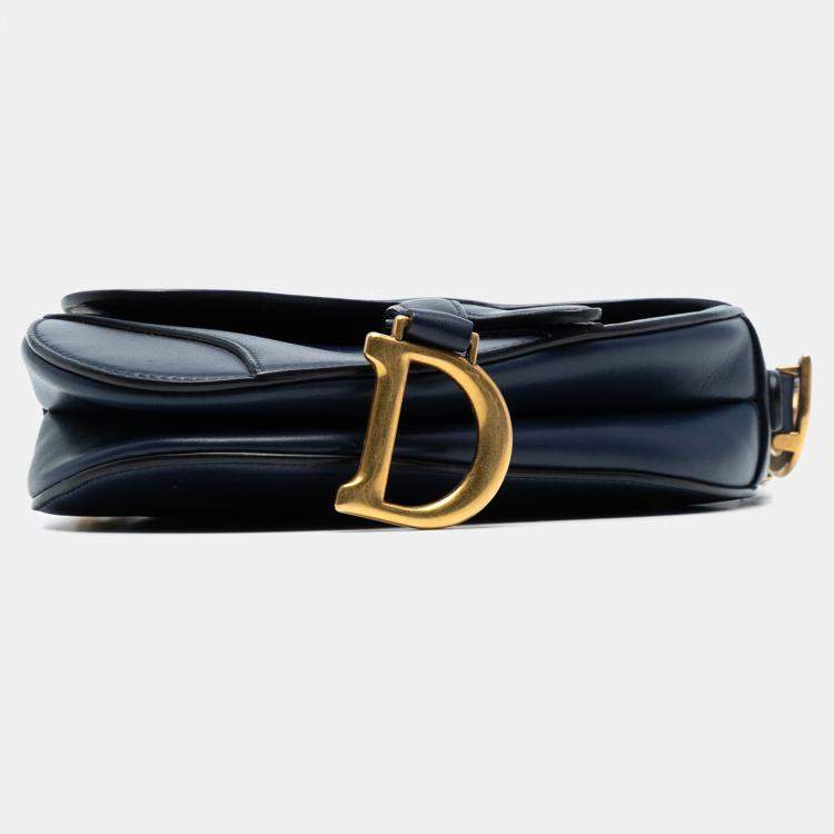 Pre Owned Dior Navy Blue Mini Smooth Calfskin Saddle Bag