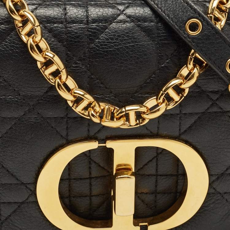 Pre Owned Dior Black Cannage Leather Small Caro Shoulder Bag