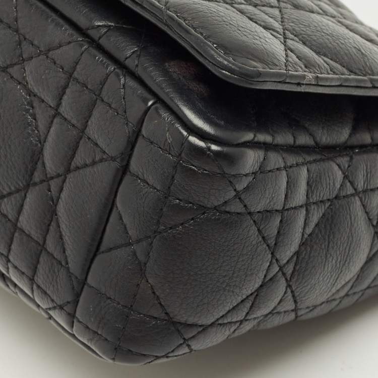 Pre Owned Dior Black Cannage Leather Small Caro Shoulder Bag