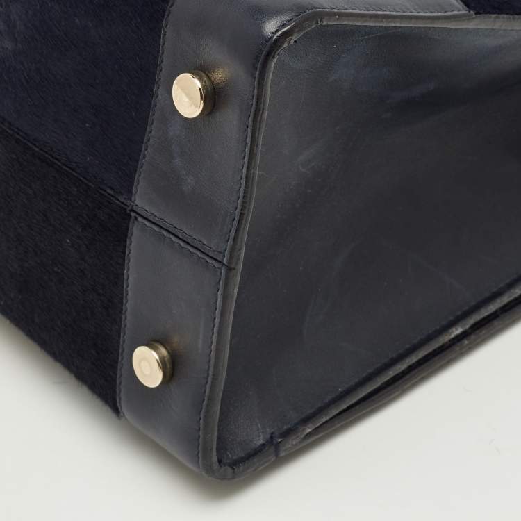 Pre Owned Dior Dark Blue Calfhair and Leather Medium Diorever Tote