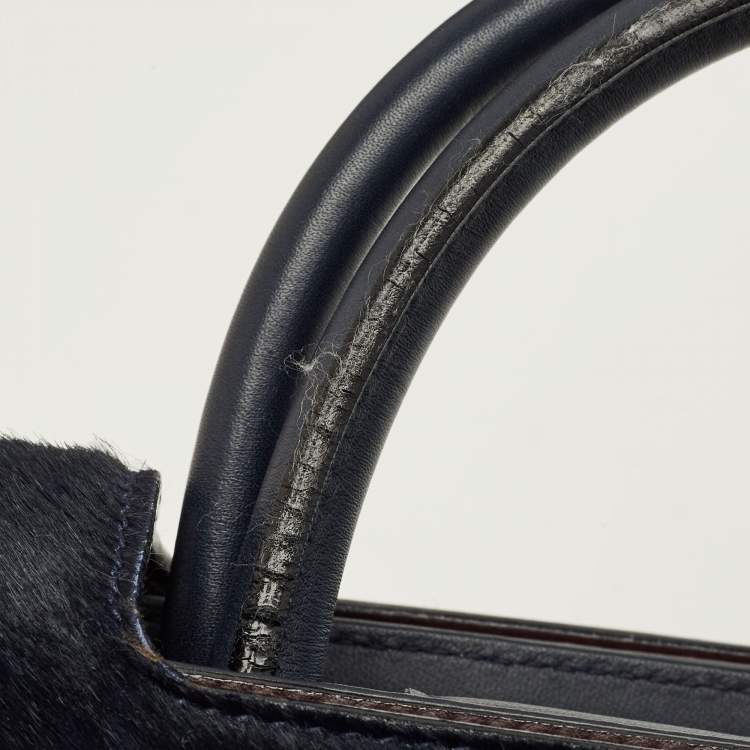 Pre Owned Dior Dark Blue Calfhair and Leather Medium Diorever Tote