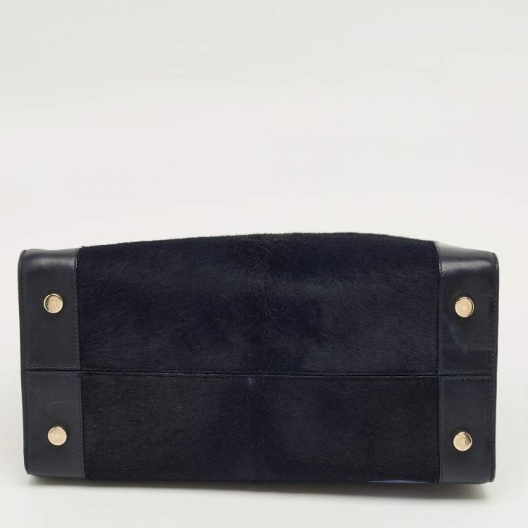 Pre Owned Dior Dark Blue Calfhair and Leather Medium Diorever Tote