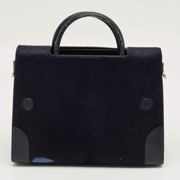 Pre Owned Dior Dark Blue Calfhair and Leather Medium Diorever Tote