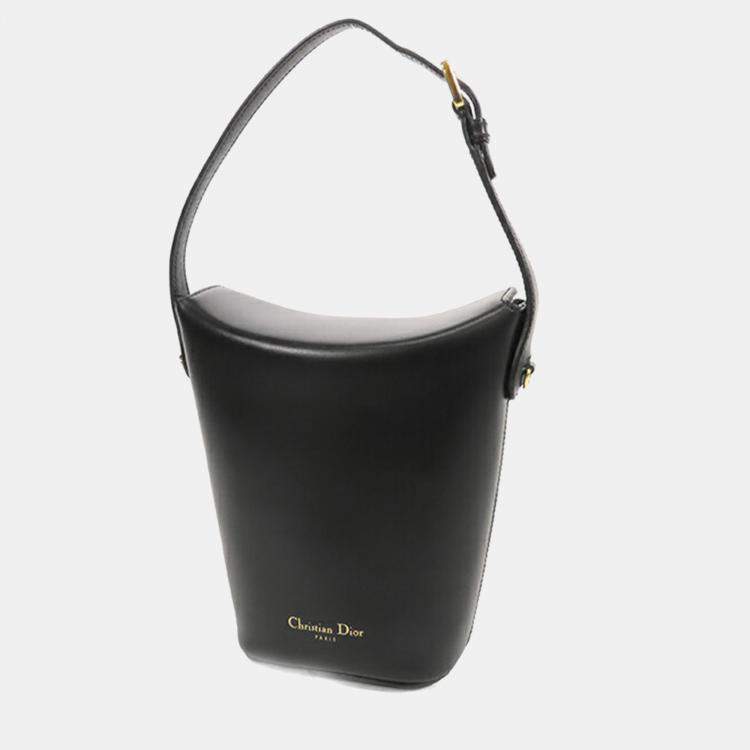 Pre Owned Dior Black Mini Calfskin 30 Montaigne Amber Bucket Bag